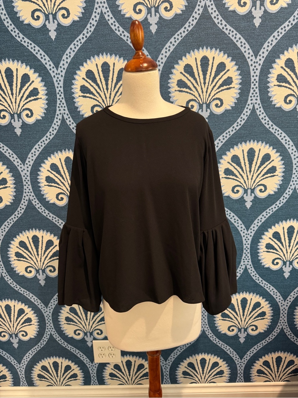 Zara Black Balloon-Sleeve Long Sleeve Top
